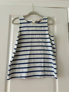 LOFT White & Blue Striped Sleeveless Tank